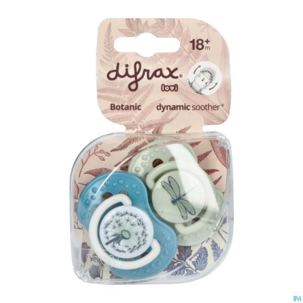 Difrax Sucette Dynamic Botanic Blue&green 18m+ 2